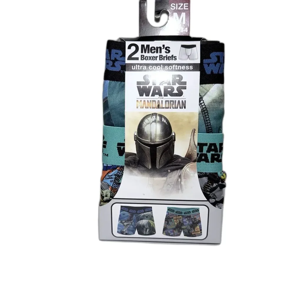 Star Wars Mandalorian Boxer Briefs Stretch 2 PACK Men's Size M 32-34 NWT